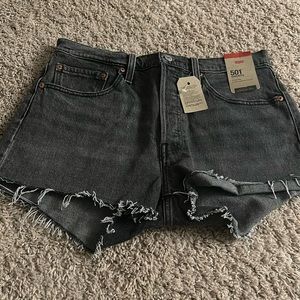 Levi’s Premium 501 Distressed Black Faded Shorts Size 27